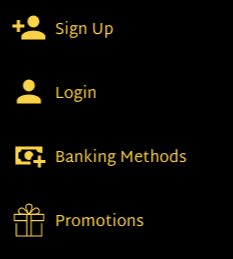 Site side menu with signup and login